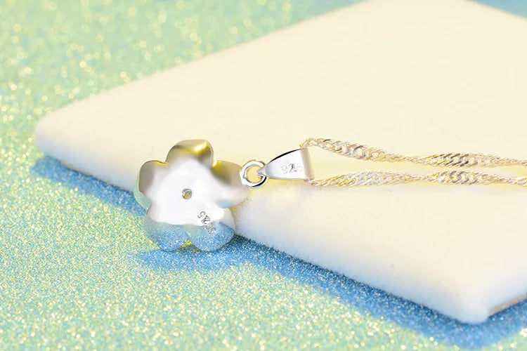 925 Sterling Silver Cherry Blossom Pendant Necklace